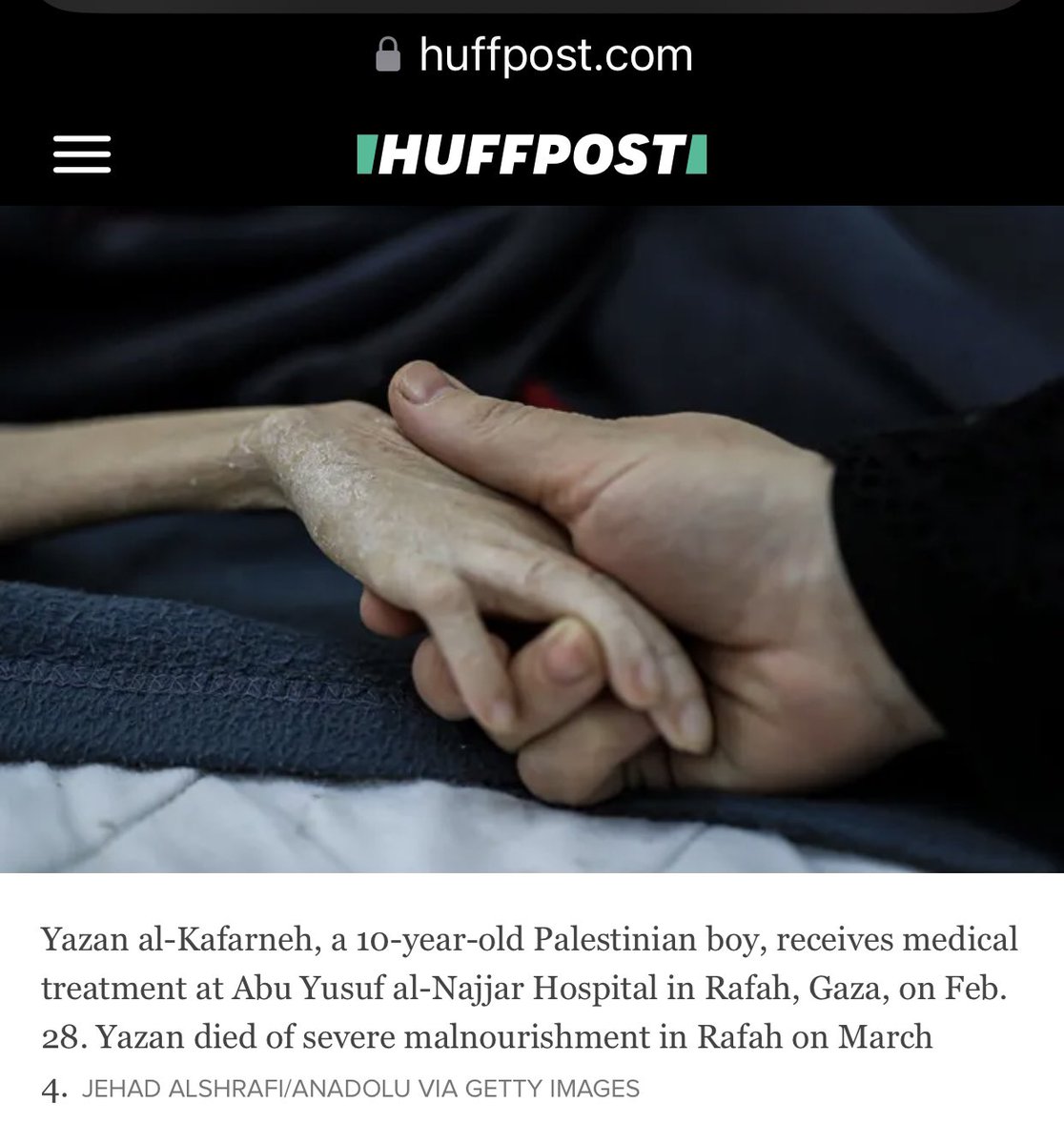TulikaBose_'s tweet photo. I was looking for coverage on Yazan al-Kafarneh — this ten-year-old boy with cerebral palsy who died today as a result of starvation. I’ve seen a range of ways it’s been covered: @HuffPost for example put the graphic images at the bottom, but did include them. https://t.co/b32oAmuEZI