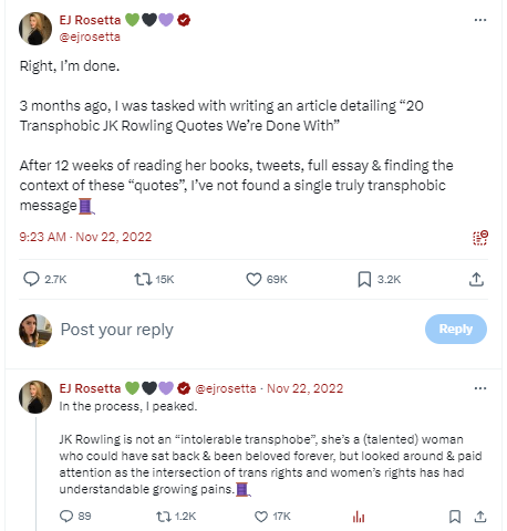 ErinInTheMorn's tweet photo. 5. Despite this, some anti-trans activists such as @ejrosetta have claimed that they have "searched for 12 weeks" to find transphobic quotes and could find none, a claim echoed by The Daily Mail. https://t.co/kS3JxyDEsX