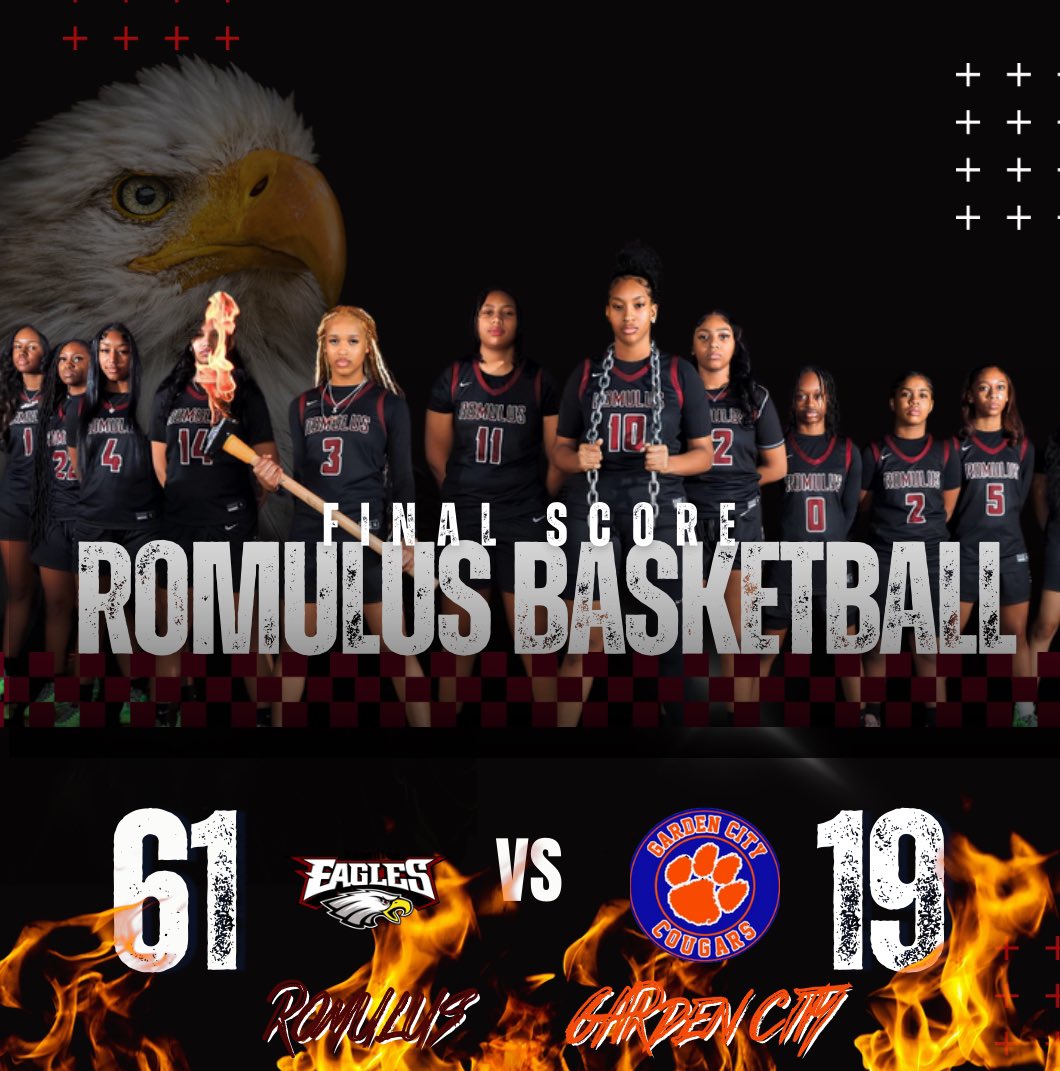 ROMULUS WOMEN’S BASKETBALL (@romulusgirlsbb) on Twitter photo The Romulus Lady Eagles emerged victorious vs the Garden City Cougars in District Play. 61-19. Long live the Eagles! 🦅💫
<a href="/KarmaaJ5/">Karma Jones</a> 20 pts, 10 stl, 4 reb, 3 asst
@samairasearcy26 13 pts, 10 reb, 2 stl, 2 ball
<a href="/JaredPurcellDET/">Jared Purcell</a> | <a href="/alexwmuller_NH/">Alexander Muller</a> | <a href="/detnews_sports/">Detroit News Sports</a> | <a href="/MichHSBball/">Mich HS Bball</a> The Romulus Lady Eagles emerged victorious vs the Garden City Cougars in District Play. 61-19. Long live the Eagles! 🦅💫
<a href="/KarmaaJ5/">Karma Jones</a> 20 pts, 10 stl, 4 reb, 3 asst
@samairasearcy26 13 pts, 10 reb, 2 stl, 2 ball
<a href="/JaredPurcellDET/">Jared Purcell</a> | <a href="/alexwmuller_NH/">Alexander Muller</a> | <a href="/detnews_sports/">Detroit News Sports</a> | <a href="/MichHSBball/">Mich HS Bball</a>