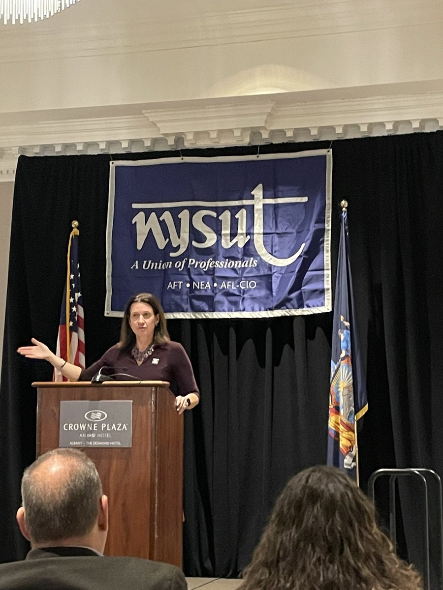 mrjonweston's tweet photo. @MelindaJPerson talking about foundation aid cuts: “Are we going to take it?” NO! @nysut @nysutpacli @SachemCTA #Committeeof100 https://t.co/Wm0TOPENIg
