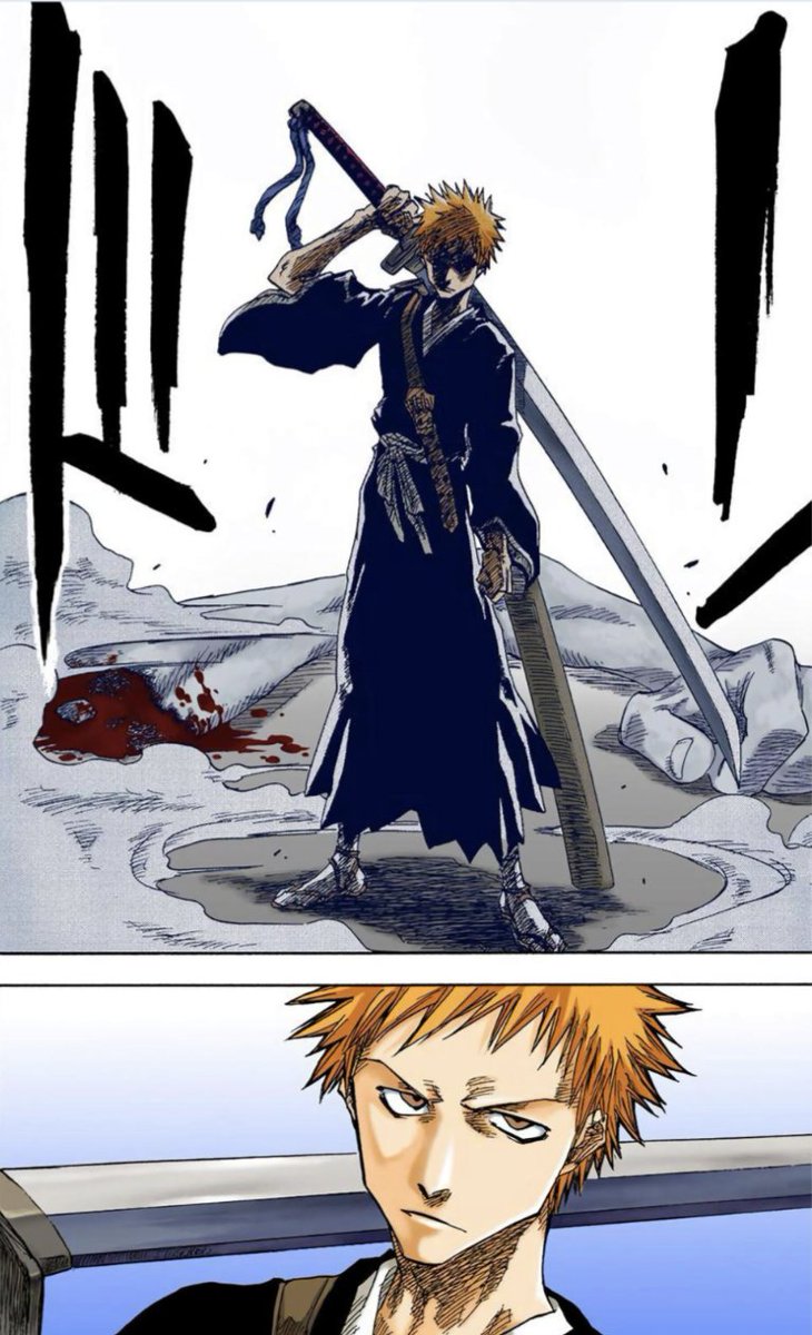 Acesence11's tweet photo. Drip god from chp one 😭 it's so strange seeing ichigo drawn like this but it's also great at the same time! https://t.co/zSp0A9haSC