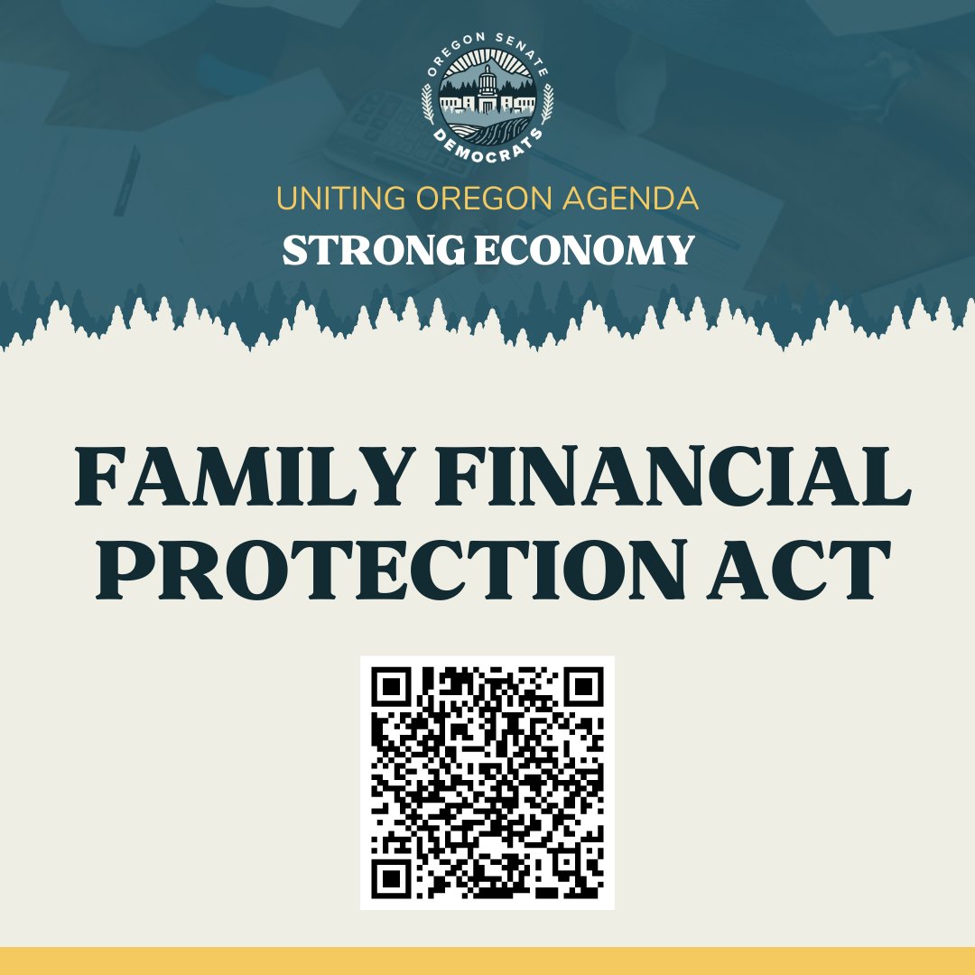 'The Family Financial Protection Act protects Oregon families from unscrupulous debt collection efforts so they will be able to pay down their debts over time.' - Senator Chris Gorsek Learn more: bit.ly/3TnkbZF #orpol #orleg