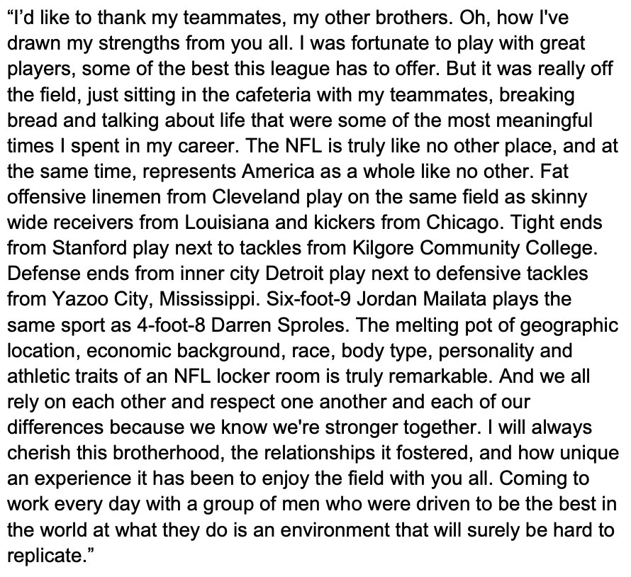 DZangaroNBCS's tweet photo. I think one of my favorite parts from Jason Kelce's speech today was his explanation of how unique an NFL locker room can be: https://t.co/Tqj7ZRtyUm