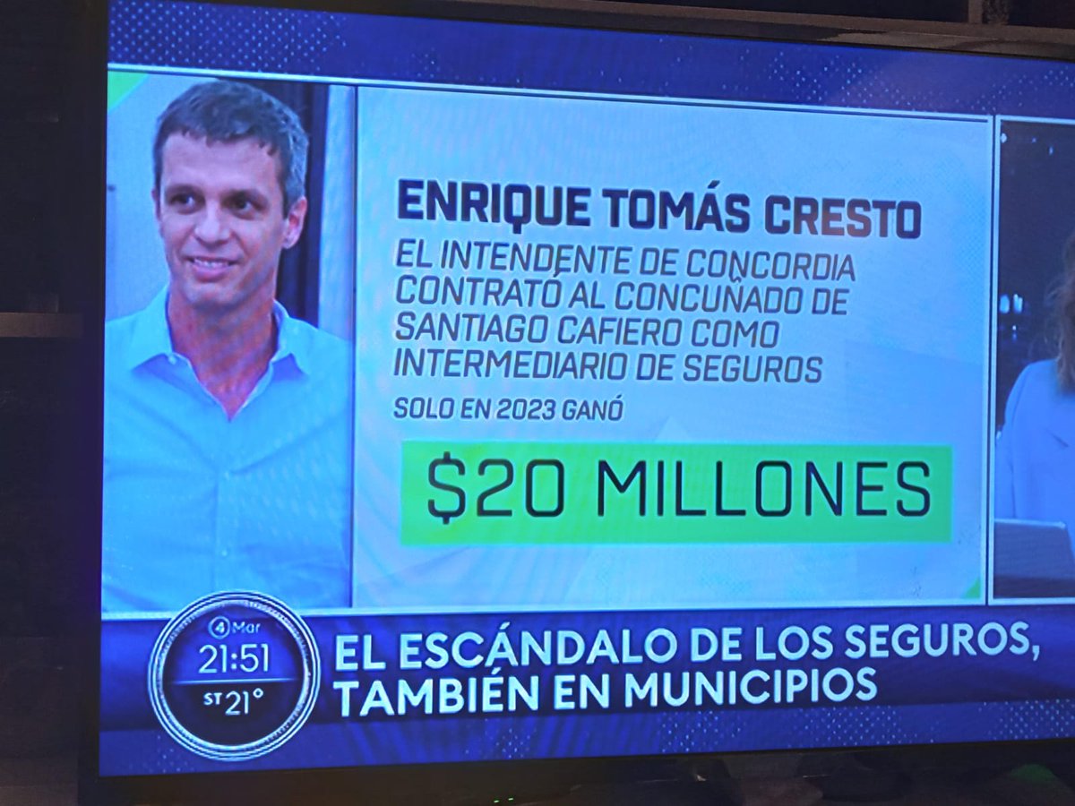 Hace más de un año les presenté al intendente mano larga de Concordia.
En el video en un carnaval aparecía en off side con una joven a quien "arreglaron" su silencio.
Cresto perdió la elección pero todos sabían que era amigo de lo ajeno.
Es otro de los políticos q aparece