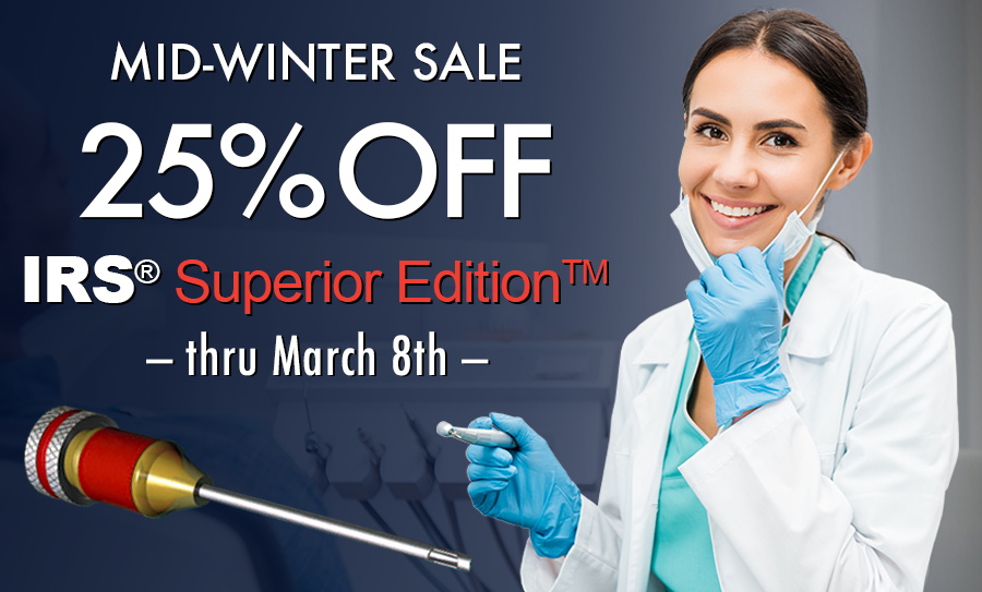 SDSwiss's tweet photo. SAVE 25% on the IRS System Kit &amp; 10% on IRS 2-Pack Refills Extended thru March 8th! Mid-Winter Sale!  https://t.co/zLwA7Dyqp7 #SDSwiss #IRS #InstrumentRemovalSystem #YearEndSale #EndodonticInstuments #Endodontic https://t.co/4Uzy5DK3VP