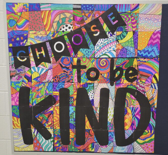 Encouraging others to practice kindness with a colorful collage created by my fantastic 5th graders! Zoom in to see the 42 individually decorated pieces. <a href="/mbernal_DrB/">Michelle Bernal</a> <a href="/fernbrooknj/">Fernbrook Elementary</a>