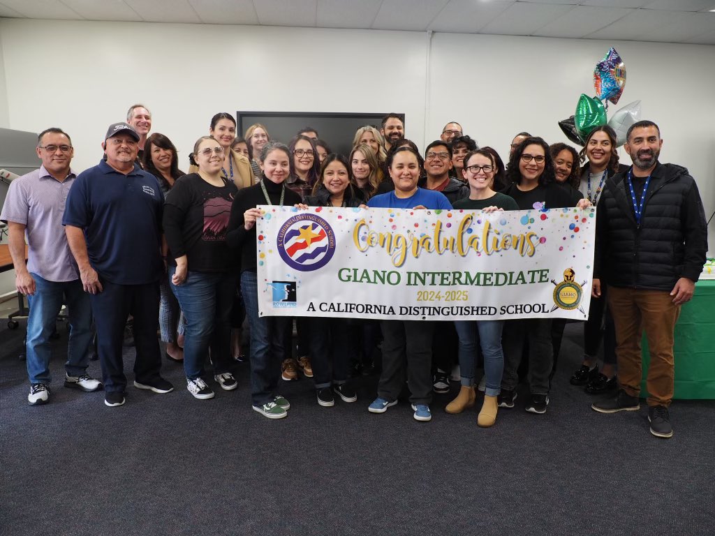 Congratulations to the Giano team and the entire Giano community on being recognized as a 2024 California Distinguished School #GianoPROUD #WeAreRUSD @RowlandSchools