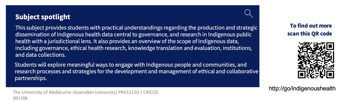 Ever wondered about the concepts of Indigenous Data Sovereignty and Data Governance and why they're important? The new Indigenous Data Governance in Health subject POPH90308 @UniMelb is for you! Available in Semester 2, contact @unimelbMSPGH to discuss enrollment options today!