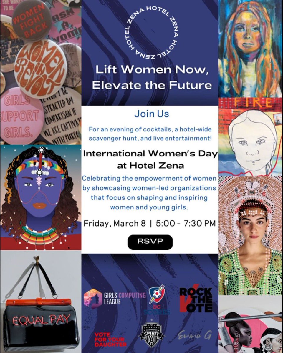 #BeDowntown International Women’s Day 🌎🎉 🗓️ Fri., March 8, 5:30 pm 📍 Hotel Zena-1155 14th St NW ✅ empowering conversations, poetry, a scavenger hunt, and more with women-led organizations focused on fostering passions and potential for youth RSVP via Linktr.ee/dcmowpi