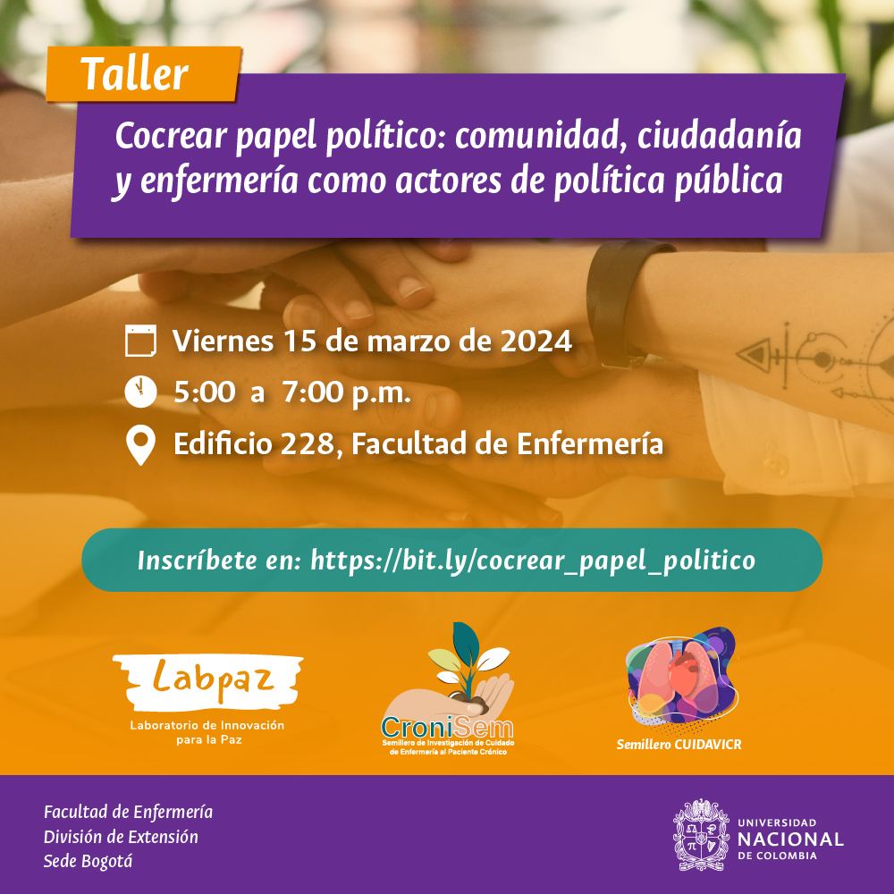 DIEB_UNAL's tweet image. 🎓Te invitamos al Taller: Cocrear papel político: comunidad, ciudadanía y enfermería como actores de política pública. 🚀Juntos co-construyamos miradas sobre los espacios con desafíos para la regulación de cigarrillos electrónicos y vapeadores. Inscríbete: bit.ly/cocrear_papel_…