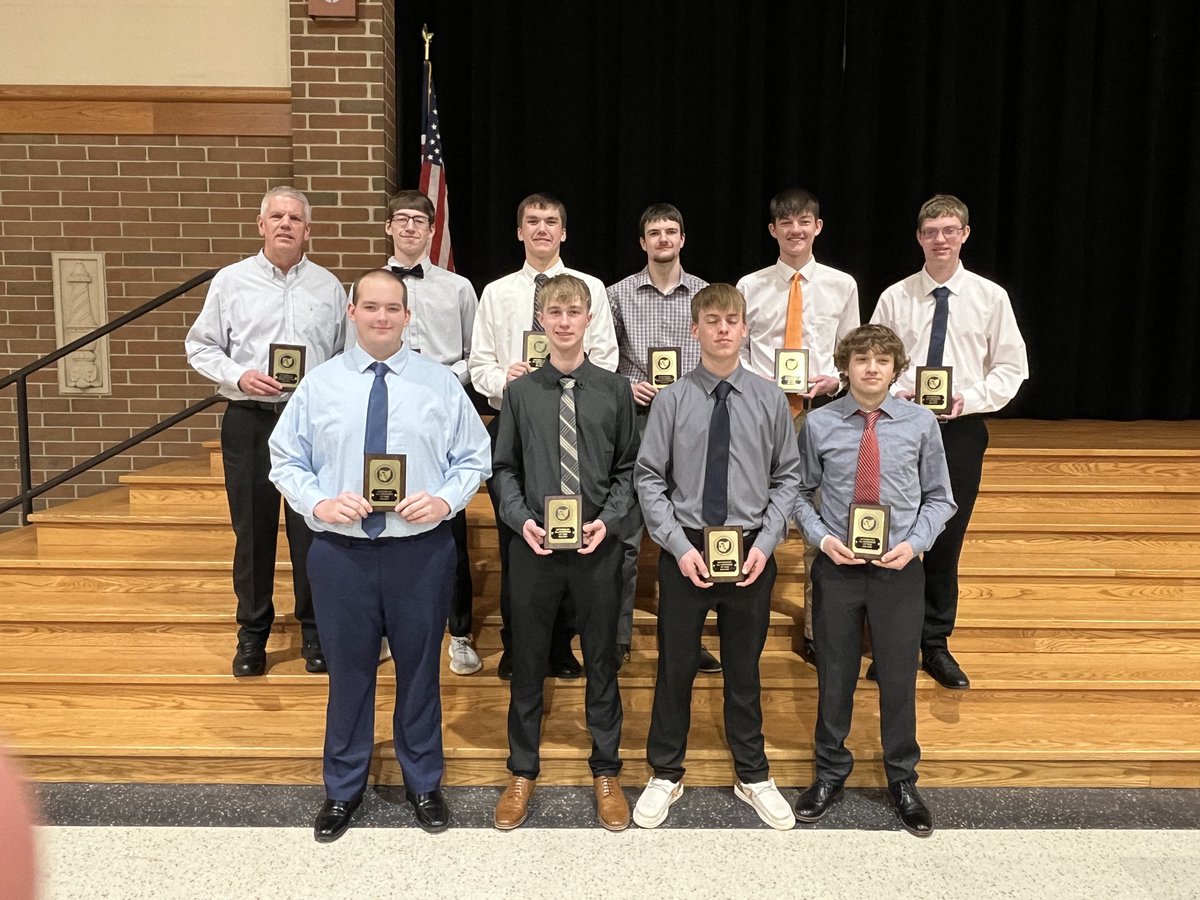 2023-2024 All-MAC Boys Bowling 1st team. Photo from the winter banquet at Versailles. ⁦Thanks to @VTigerSports⁩ for being a great host.