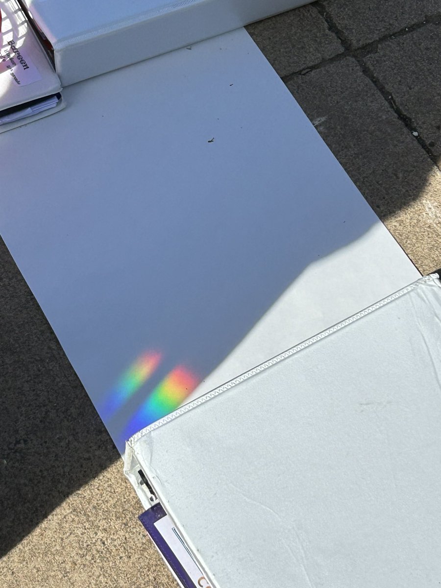 5th grade trying out their new prisms on a nice sunny day! Check out the colors! #CPChampionCheetahs