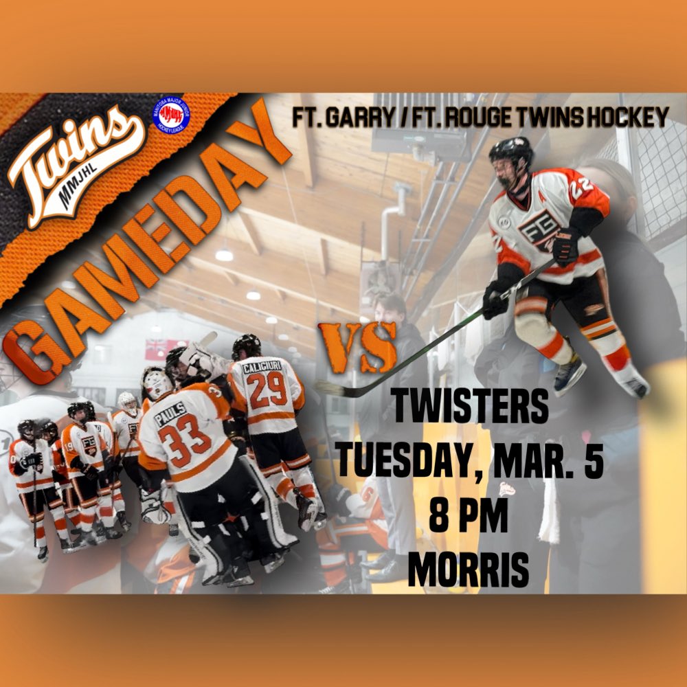 MMJHLTwins's tweet photo. Last game of the regular season vs @PV_Twisters and it will help determine who we meet in the first round of playoffs!

Tuesday, March 5
8 pm
Morris arena

Come cheer!
#GoTwinsGo https://t.co/x0yhLDLPF0