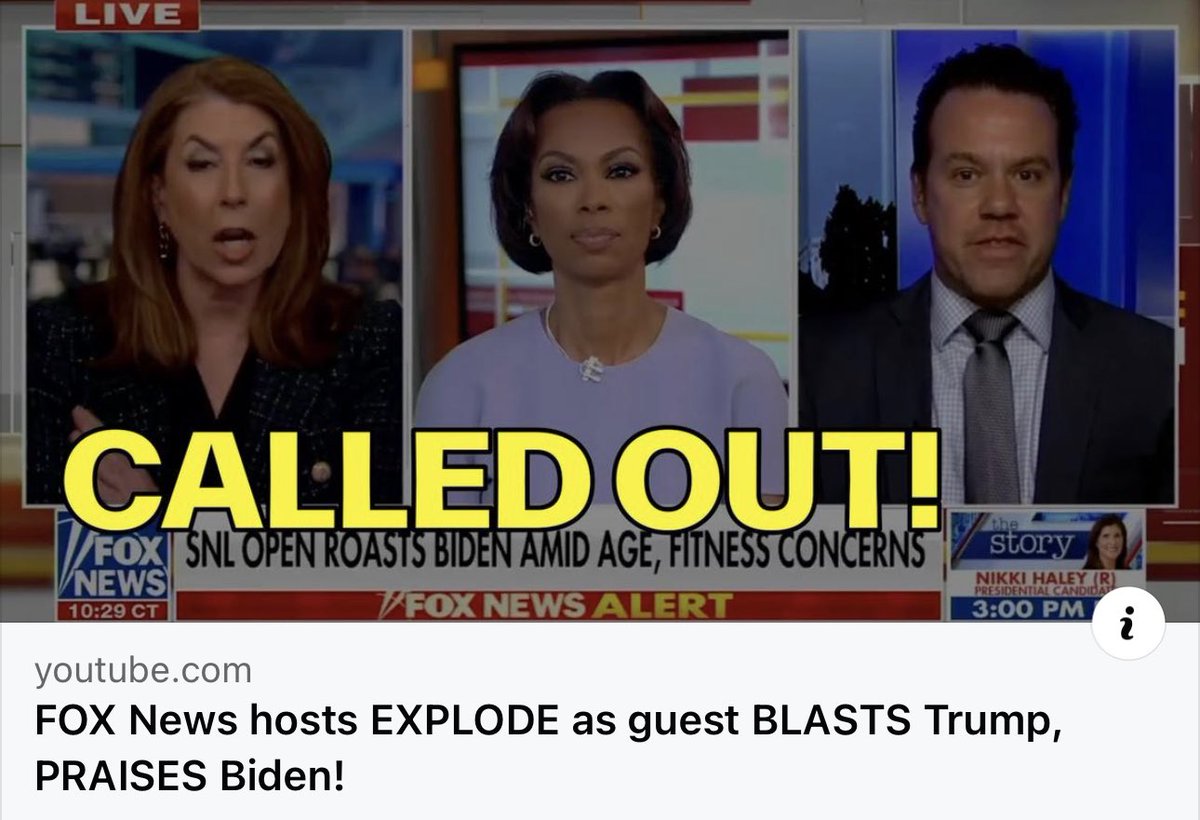 BREAKING VIDEO:🚨🚨🚨 FOX News hosts just erupted in anger after a guest went off script by ripping Trump and praising Biden. Their reaction is VERY telling.. Watch it HERE: youtu.be/5QjDUK2Z3k4?si… Please smash the 🚨 and retweet this to thank the guest for bravely telling it