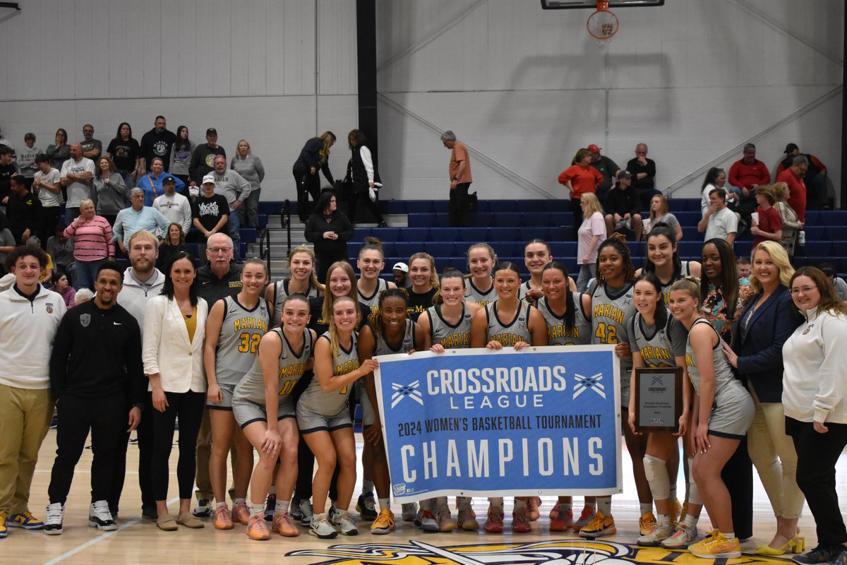 CROSSROADS LEAGUE TOURNAMENT CHAMPIONS!!! Marian is the undisputed Crossroads League Champions with their 77-66 win over Indiana Wesleyan!! Your Knights are ridin' hot as they head to the NAIA National Tournament!