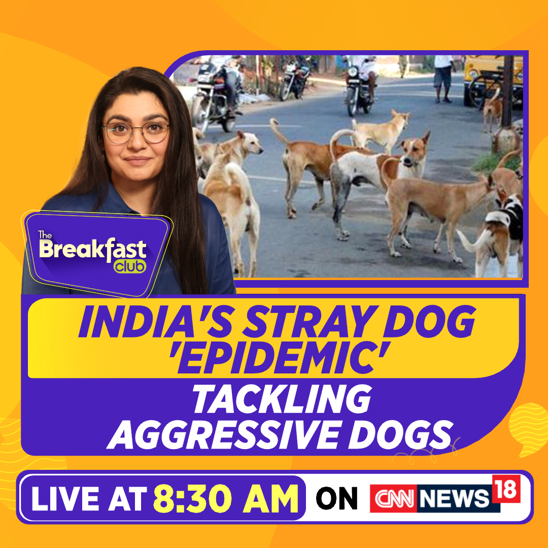 CNNnews18's tweet photo. India's Stray Dog 'Epidemic', How To Tackle Aggressive Dogs
Watch #TheBreakfastClub with @sonal_MK at 8:30 AM only on CNN-News18!
#StrayDogs #Dogs #dogsmenace #epidemic https://t.co/H0aIxzdVSc