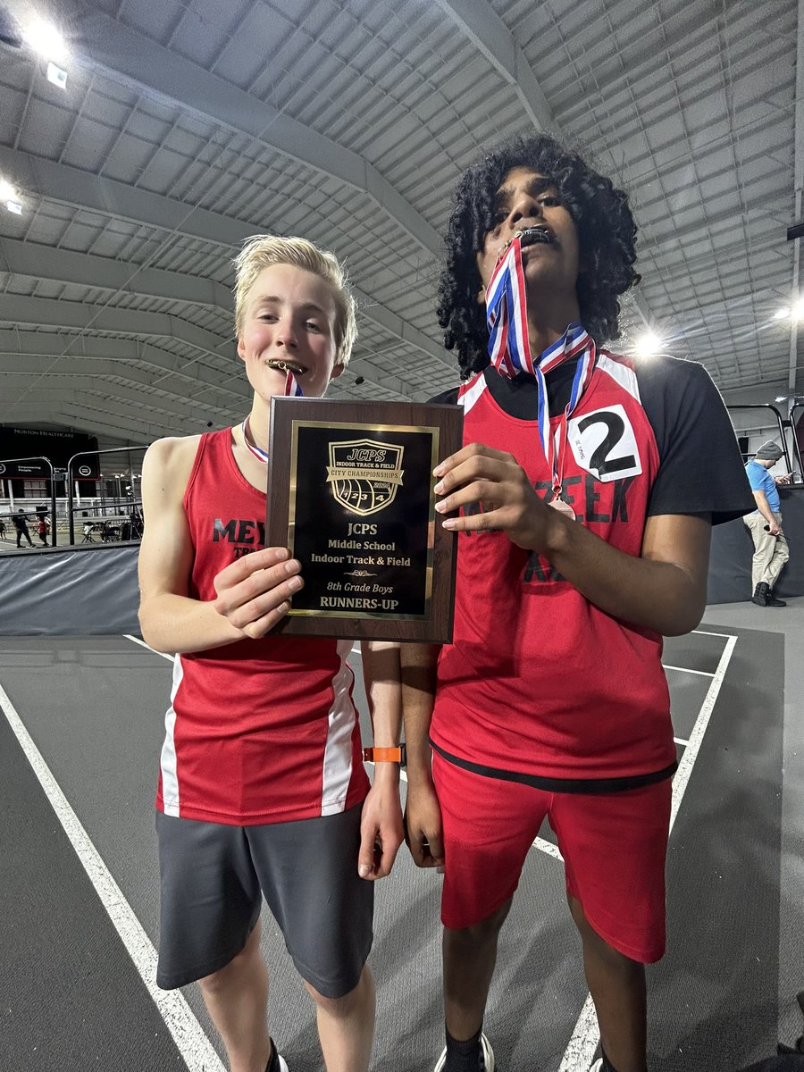 Great night to be a Meyzeek Bear!!!Congrats to Meyzeek’s 8th grade track teams! Our girls brought home the GOLD in the first <a href="/JCPSKY/">JCPS</a> indoor track and field championship. Our 8th grade boys brought home the silver.  Great season! On to the outdoor season.  <a href="/MeyzeekMiddle/">@MeyzeekMiddle</a> BEARS!!!