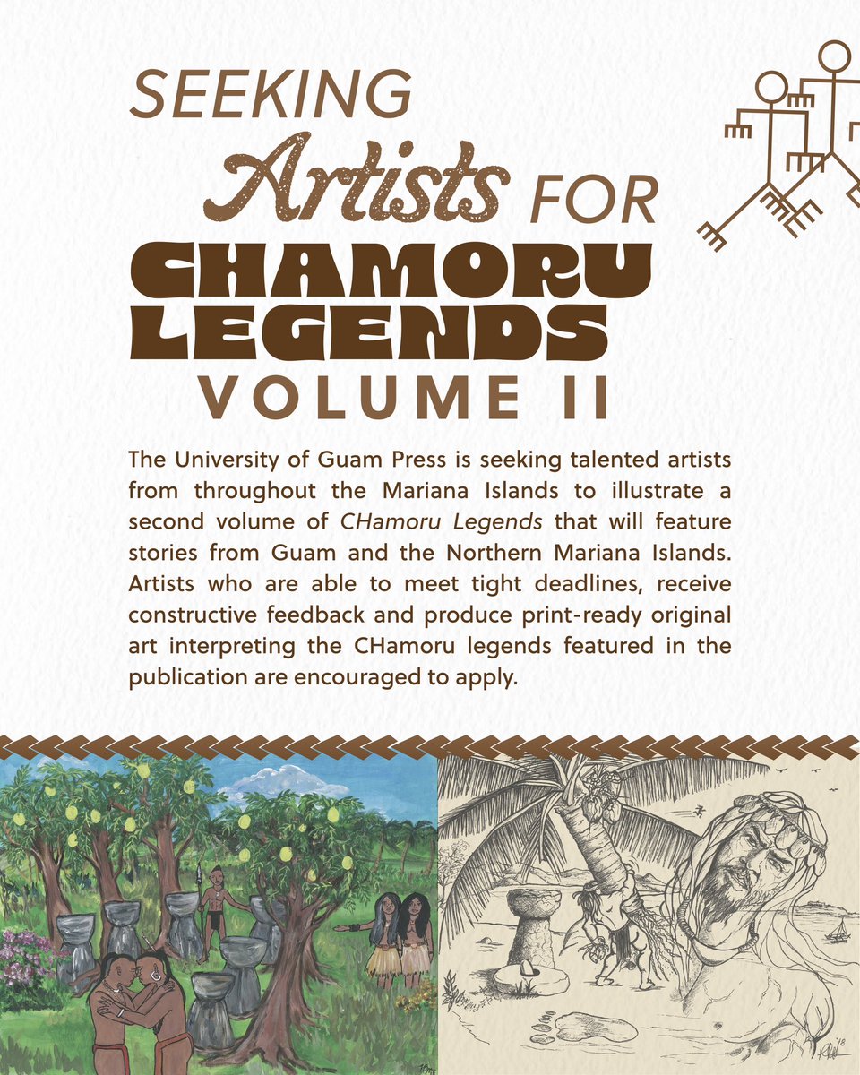 UOGPress's tweet photo. We're searching for artists for the highly anticipated second volume of CHamoru Legends! Could you be one of them? 😁🎨

Tag your favorite artists below, and let us know your favorite CHamoru legend. 📖

#chamoru #legends #guam #micronesia #uogpress https://t.co/htjfVnfXx3
