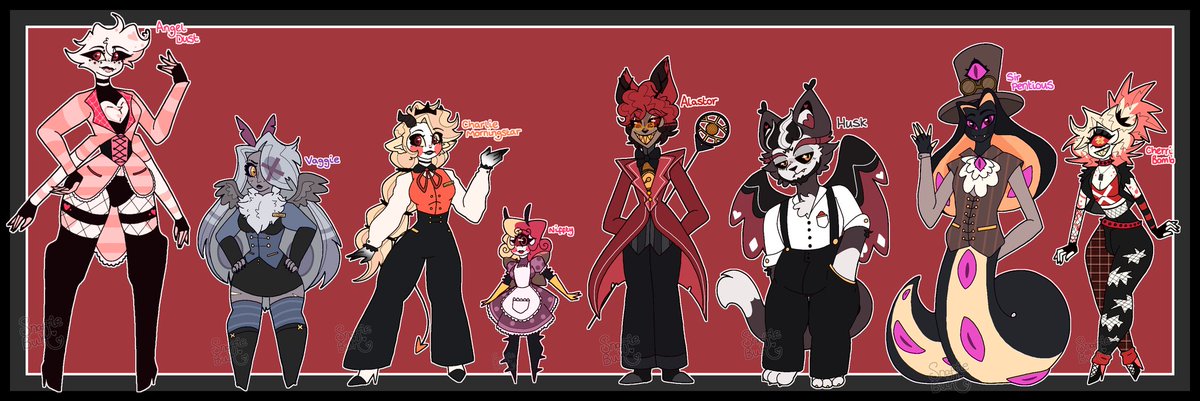 Hazbin Hotel AU Redesigns 🖤❤
. . .
! Do not steal / trace / reupload / edit / Ect..!
. . .
#HazbinHotelFanart #hazbinhotel  #au #HazbinHotelArt #fanart #Charlie #vaggie #angeldust #niffty #alastor #husk #cherribomb #Sirpentious #twitterartist #ibispaintx #myart #ArtistOnTwitter