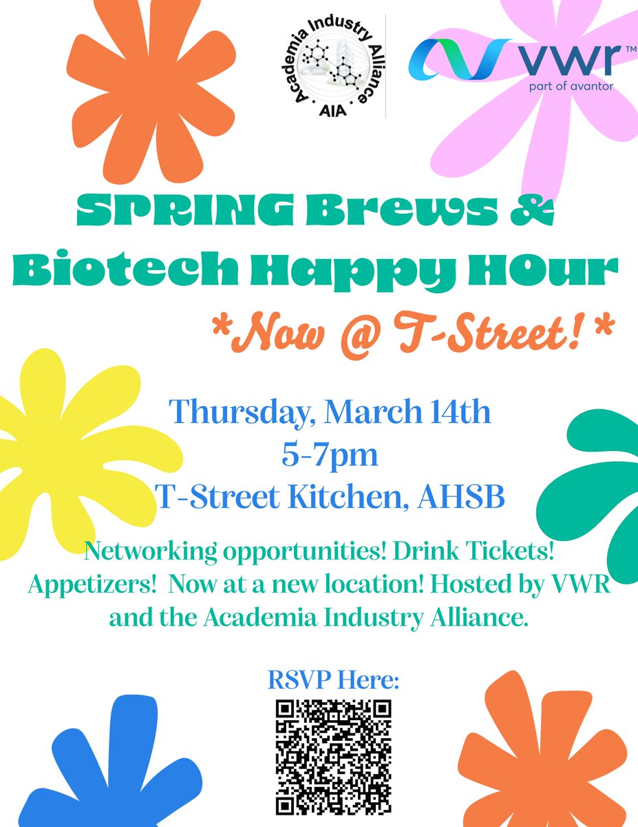 Come join us for our Spring Brews &amp; Biotech Happy Hour from 5-7pm on March 14th at our new and exciting location- T-Street Kitchen in Aurora! See flyer for info.