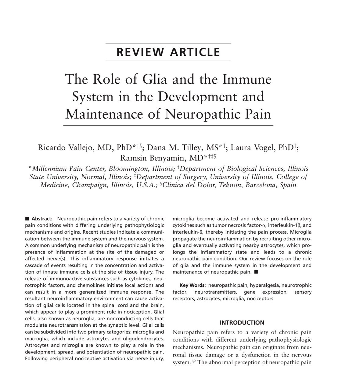 The role of glia and the immune system in the development and maintenance of neuropathic pain d1wqtxts1xzle7.cloudfront.net/45540142/The_R…

“Microglia and astrocytes within the CNS have been shown to play a pivotal role in the development and maintenance of neuropathic pain.”