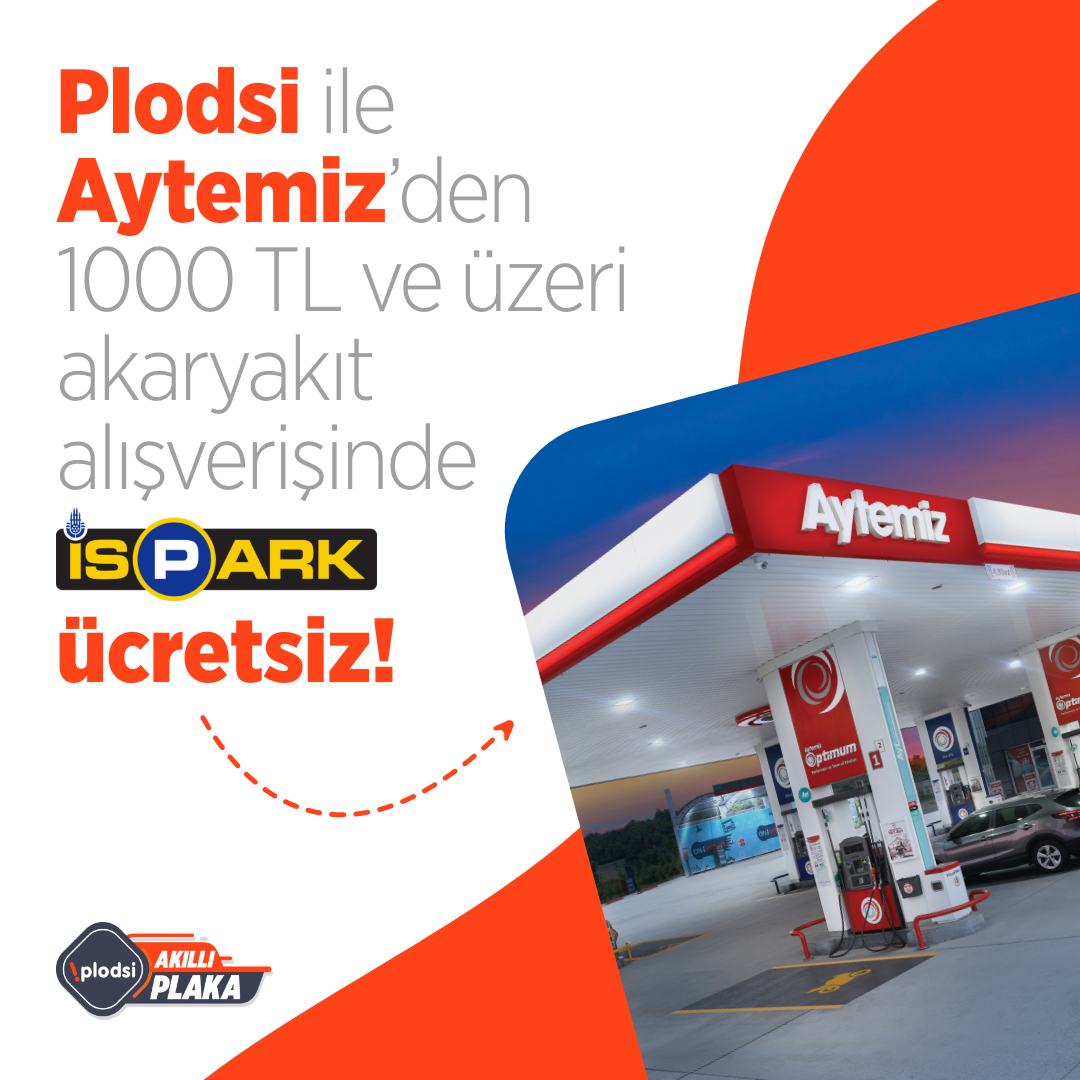 Akaryakıtını Plodsi ile al, ücretsiz otoparkın keyfini çıkar!  Plodsi ile Aytemizden her 1000 TL ve üzeri akaryakıt alımlarında İspark otoparklarında geçerli ücretsiz kullanım hakkı hediye.
Detaylar için plodsi.com'u ziyaret edebilirsin.
#akaryakıt #aytemiz #ispark