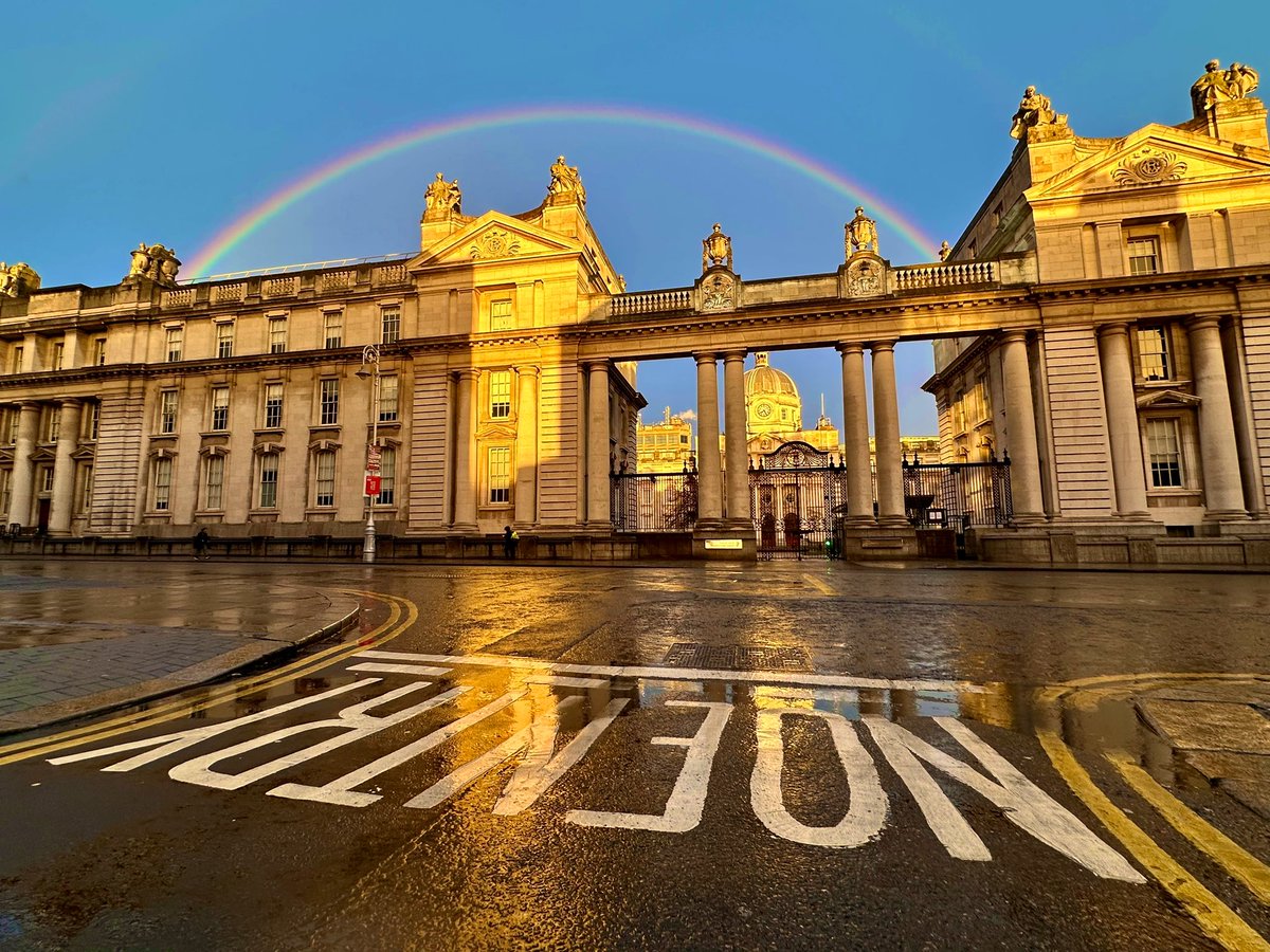 A rainbow over the coalition at the cabinet meeting set for this morning here at Government Buildings, more <a href="/rtenews/">RTÉ News</a>