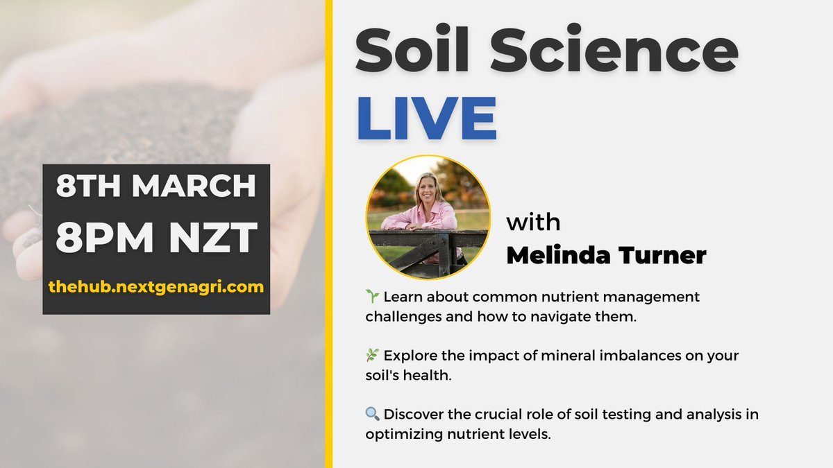 Join us LIVE on The Hub with Melinda Turner of Farm Nutrient Advisory.
Melinda's no-nonsense approach simplifies the complex world of nutrient management, making it easy to understand and apply to your farm.
buff.ly/49ypT1C