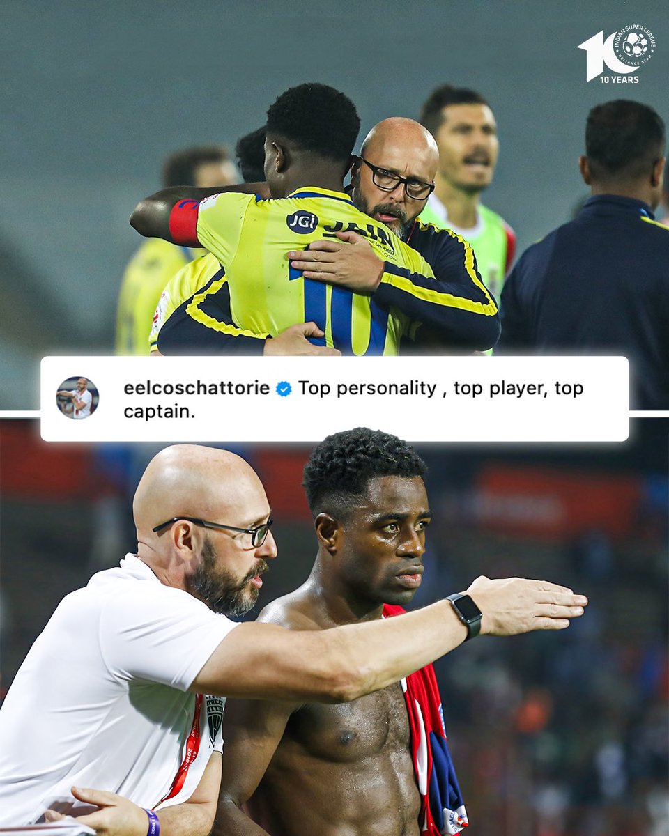 An iconic duo in the #ISL! 🔥

#ISL10 #LetsFootball #BartOgbeche #EelcoSchattorie | @KeralaBlasters @NEUtdFC @ESchattorie