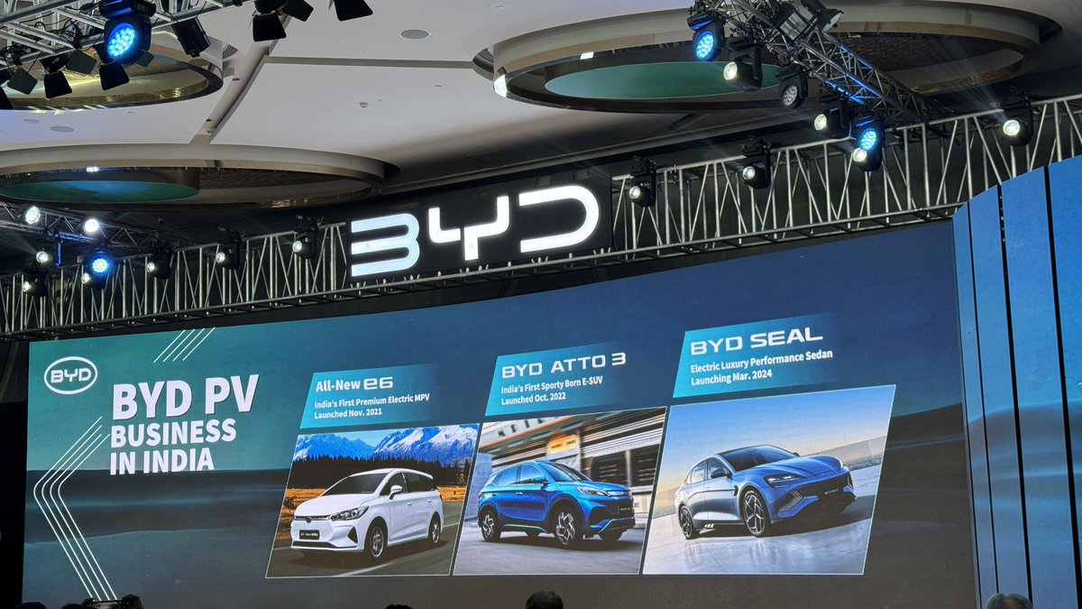 From today, @BYDCompany will have 3 EVs on sale in India