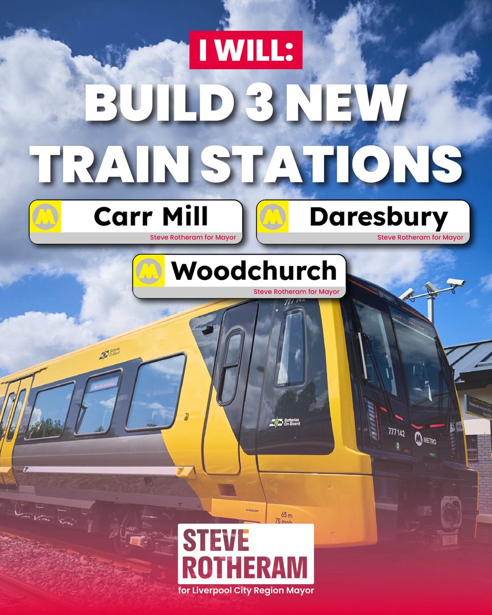 🌹If I'm re-elected in May, I'll ensure that work is underway on 3 new train stations by the end of the decade. 🚉 Alongside Maghull North, Baltic and Headbolt Lane, it'd mean every borough in the region will have had new Merseyrail stations since my first election.