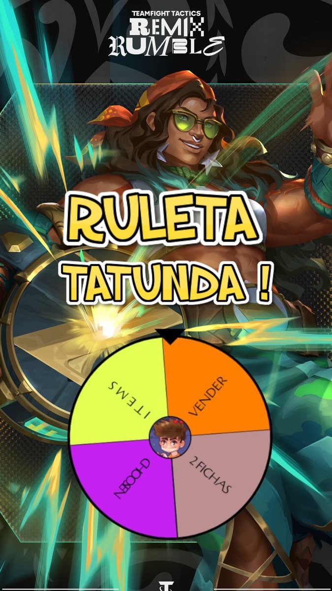 Despedimos el Set 10 con un mini juego.

⚡LA RULETA TATUNDA⚡

Donde una ruleta decide el rumbo de tu partida (Siempre troll)

Hoy a partir de las 12:00 ⬇️
twitch.tv/pablomurox