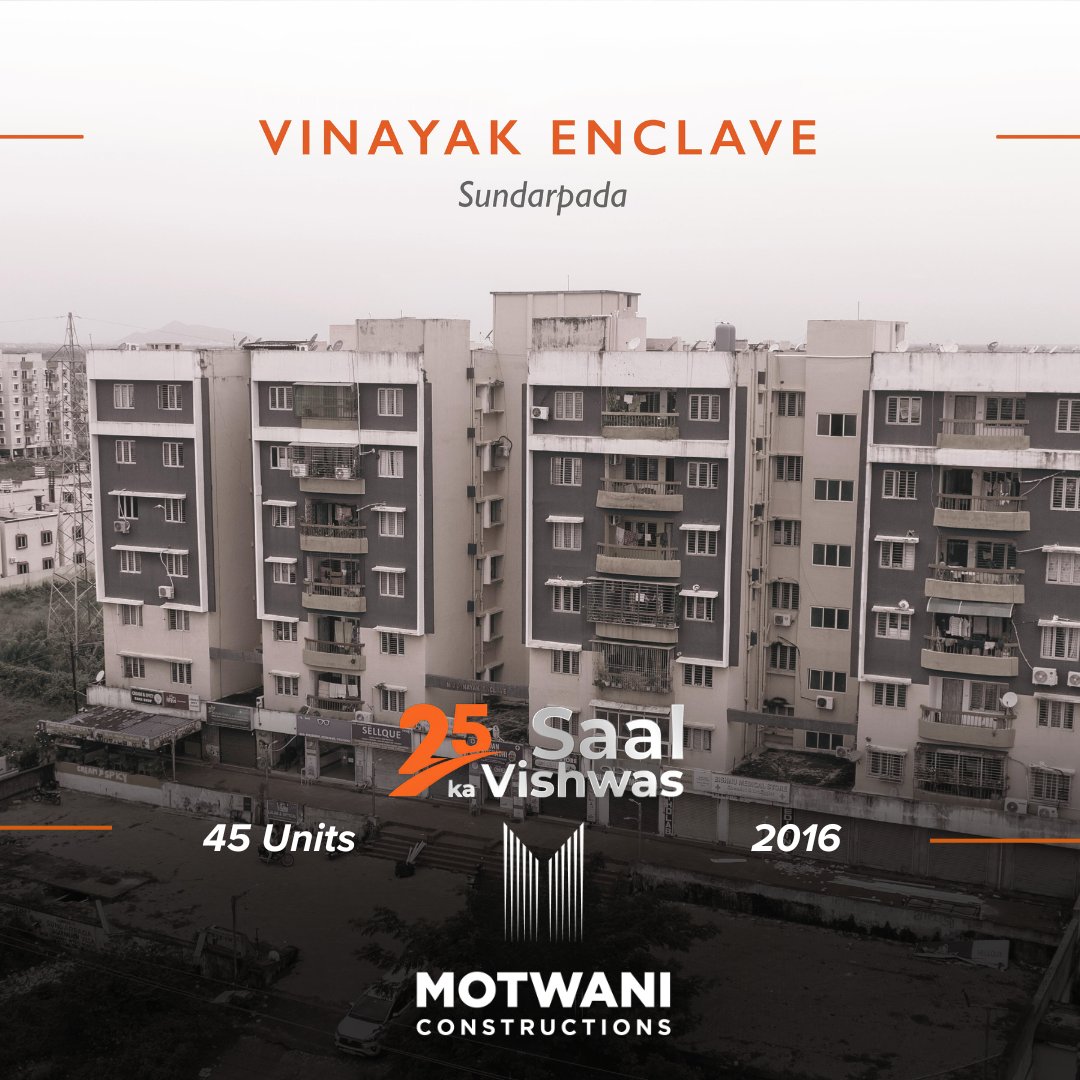 motwanigroup's tweet photo. Story of Sunderpada, 2016 – 45 units, a haven where tranquility meets modernity. These homes aren't just residences; they're a canvas where families paint their stories of love, laughter, and everlasting memories.

#25SaalKaVishwas #MotwaniConstructions #VinayakEnclave https://t.co/5Men2iXKl6