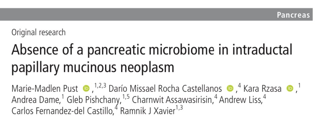 Is there a microbiome 🐜 🐛 🐞 in IPMN of the pancreas 🍇?! 🧬 16S rRNA amplicon sequencing data of cyst fluid 🫧 No difference with negative controls 🛀 IPMN might represent a sterile environment - bacteria due to invasive procedures (FNA) 🙄 gut.bmj.com/content/early/…