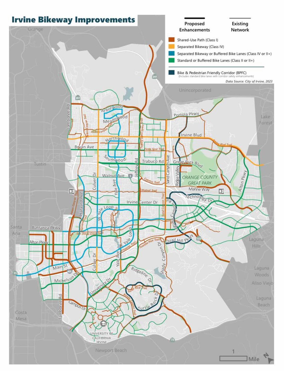 RISEIrvine's tweet photo. Tomorrow, the Transportation Commission will meet to discuss the Sustainable Mobility Plan: a framework for protected bike lane expansion in Irvine. Tune in &amp; consider giving testimony in support, and advocate for gaps of safe streets in YOUR neighborhood. https://t.co/SOD9pSto3X https://t.co/vEhsugG1zQ