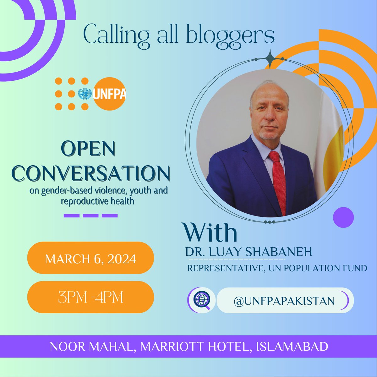 Calling all bloggers, campaigners and social media activists to join the open conversation with Dr. @ShabanehLuay on March 6 at 3pm. #IWD2024 #InvestInWomen