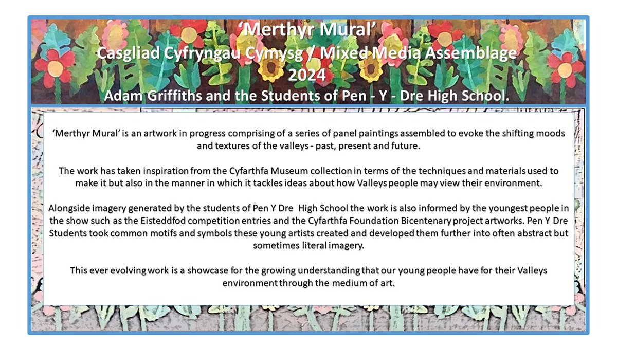 MERTHYR MADE ME an exhibition of painting and drawing reimaging the @VisitCyfarthfa collection by @1Penydre students and local priamry school is now on show. Here's a thread containing the preview images with a video soon to be posted. @MerthyrCBC