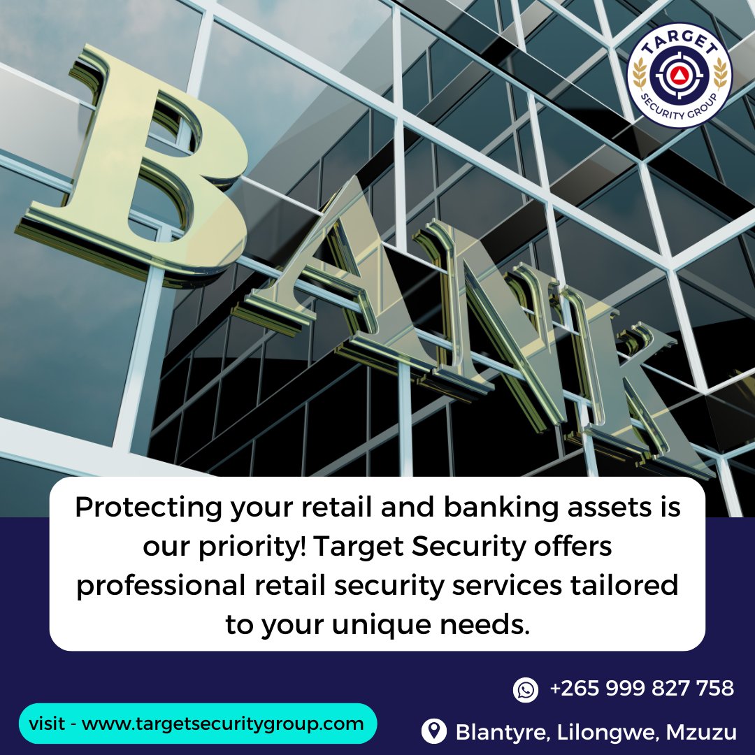 🛡️ Protect your retail haven with precision and professionalism! 🛍️✨

#Targetsecuritygroup #RetailSecurity #TailoredSolutions  
.
Visit - targetsecuritygroup.com
Dm us on WhatsApp: +265 999 827 758