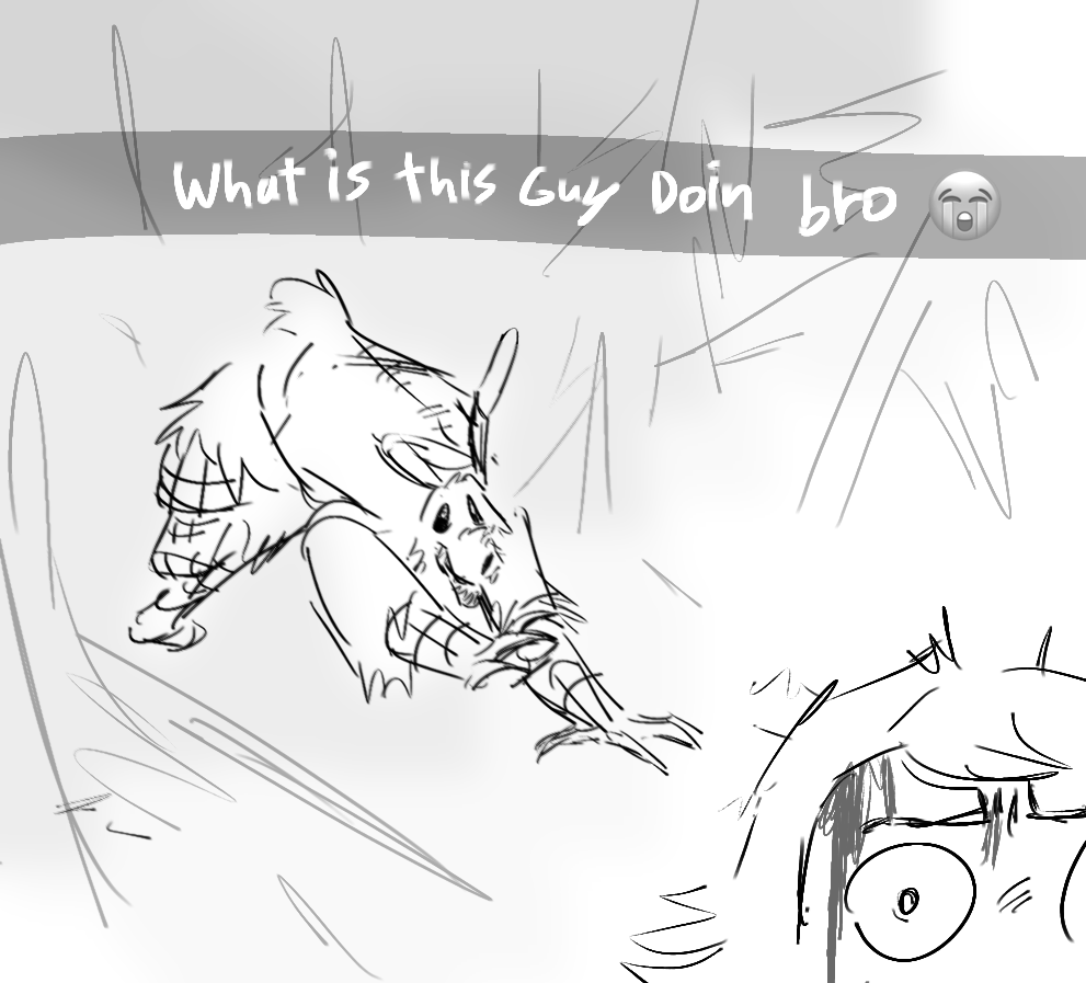 Cr0v1dd's tweet photo. I heard from somewhere that Bon chased Brian on all fours but I’m not sure if it’s true?? On a treasure hunt for source?? I drew it anyway?? What’s wrong with that guy?? #TWF #TheWaltenFiles https://t.co/ouN2vL5OP8