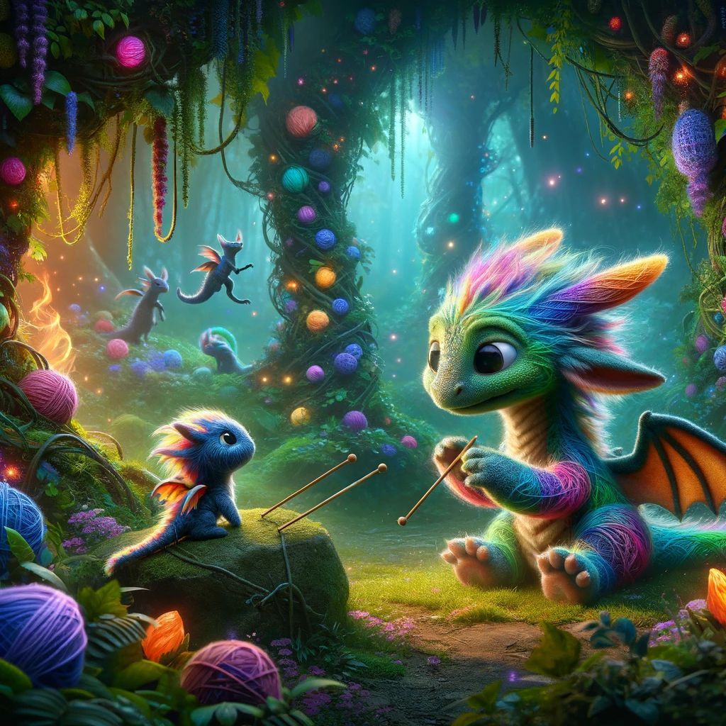 pixel_play_mate's tweet photo. Tiny yarn dragons play in an enchanted forest glade, weaving magic into every strand and shade. ✨🌿

#dalle3 #mytinymate #aiart #aiartworks https://t.co/ZBhBb099hh