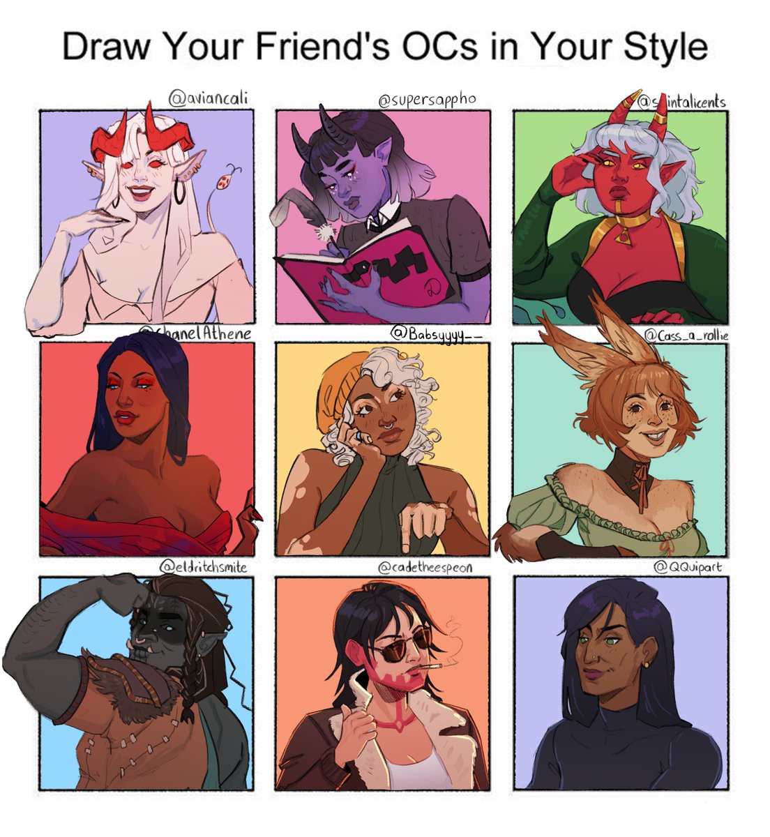 This was really fun and helpful for my daily warmups. Thank u to everyone for lending me your ocs 🫡💙