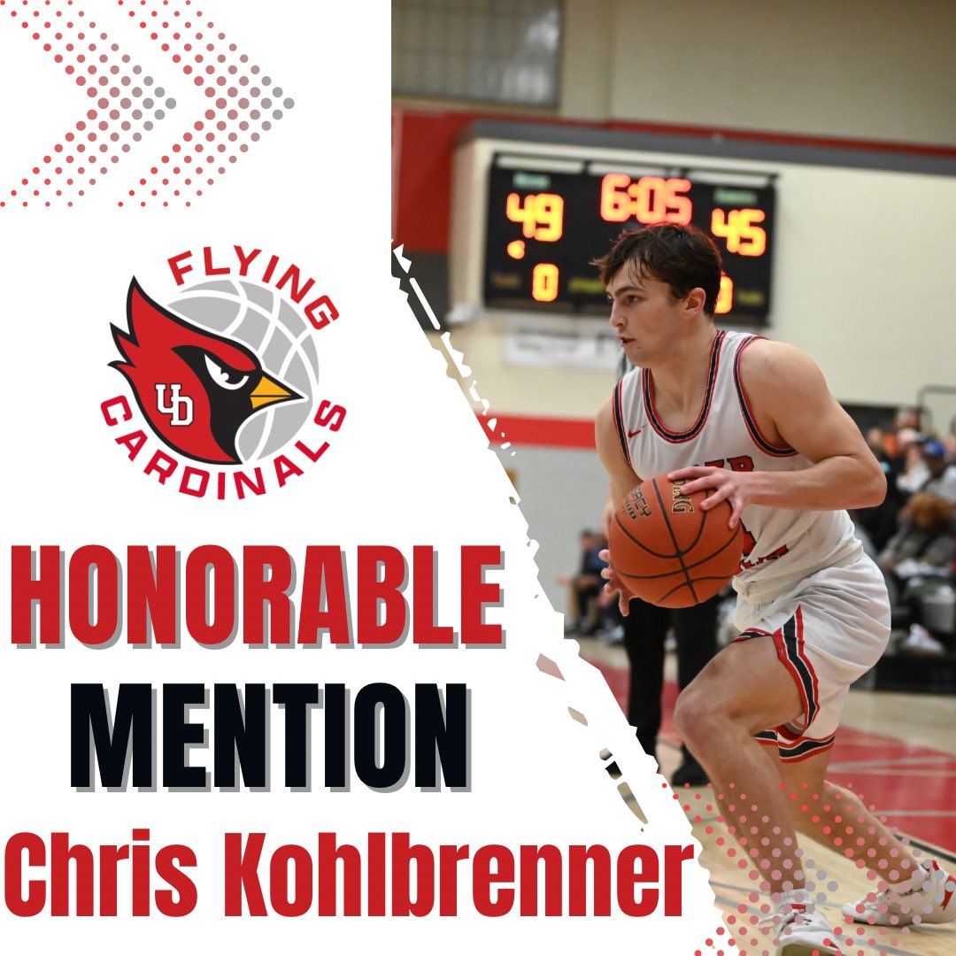 Congratulations to Senior Chris Kohlbrenner for earning Honorable Mention in the SOL Liberty Division!! Chris has now added a Basketball All League award to the several football honors he has received