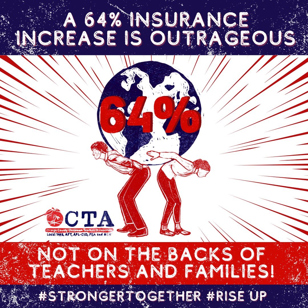 Teachers are already carrying enough on their shoulders. A 64% average increase to their insurance is just too much. #StandWithTeachers #NoTo64 #CTAstrong @ocps_official @orange_cta @AFTunion @NEAToday @FloridaEA