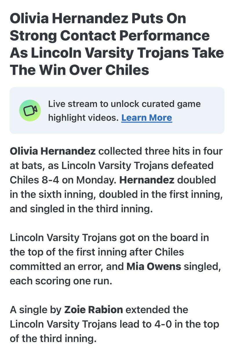 Lincoln High School Softball tweet media