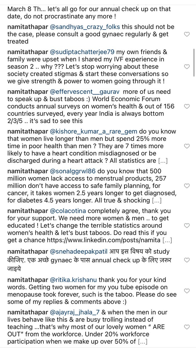 I am very happy to see the virality of my reel on perimenopause, it shows that honest & open conversations are much needed. For the first time, I have replied to many on my insta handle, let’s start a movement to bust taboos & get educated on health