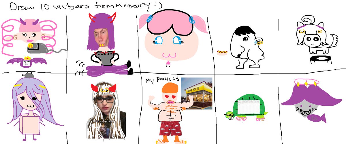 Behold, my masterpiece. Guess what vtubers I drew? 
