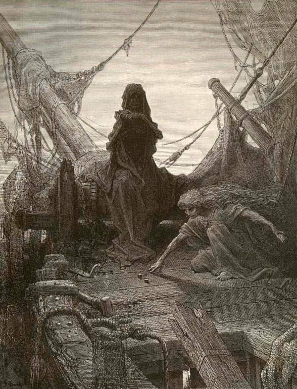 'Gustave Doré, The Game is Done! Illustration for 'The Rime of the Ancient Mariner' by Samuel Taylor Coleridge; 1866' #gustavedore