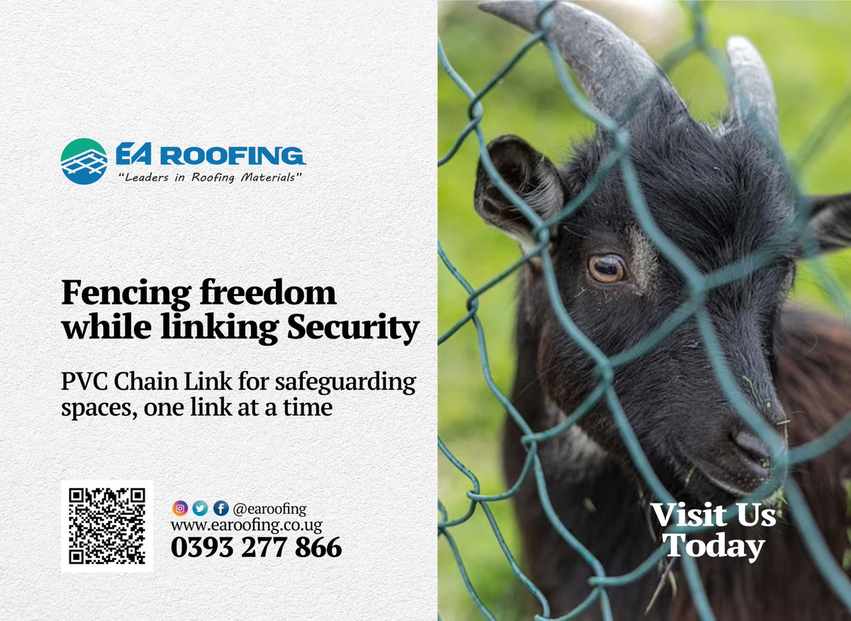 EaRoofing's tweet photo. Chain link fencing has been the product of choice for farm security fencing for long because of its strength, and see through capabilities, ease of installation, versatility and value. Visit our factory today to get yours.
#earoofing #constructionmaterials #PVCchainlink https://t.co/FT0uvUt5ga