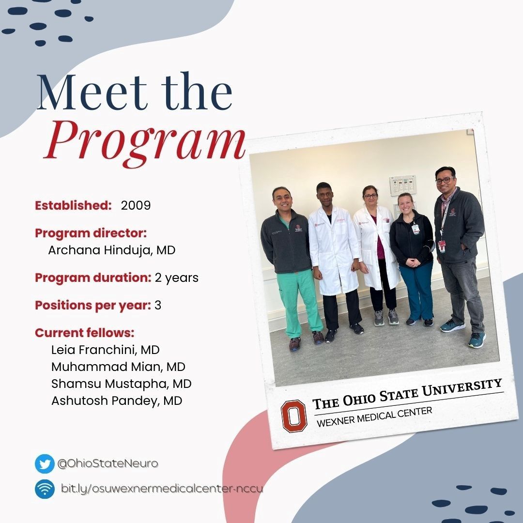 Our Critical Care Training Program for February 2024 is the Neurosciences Critical Care Fellowship at @OSUWexMed. Thanks for your dedication to critical care education! @OhioStateNeuro Check out our Instagram for more information.