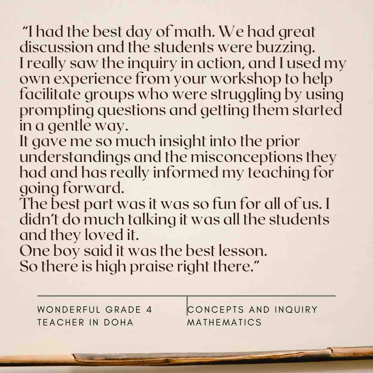 JenniferWathall's tweet image. It is so fulfilling to know that we have had this kind of impact on students experiences of mathematics learning in this way! Thank you to the wonderful teachers in Doha! #conceptbasedmath
#conceptbasedlearning
#conceptsandinquiry